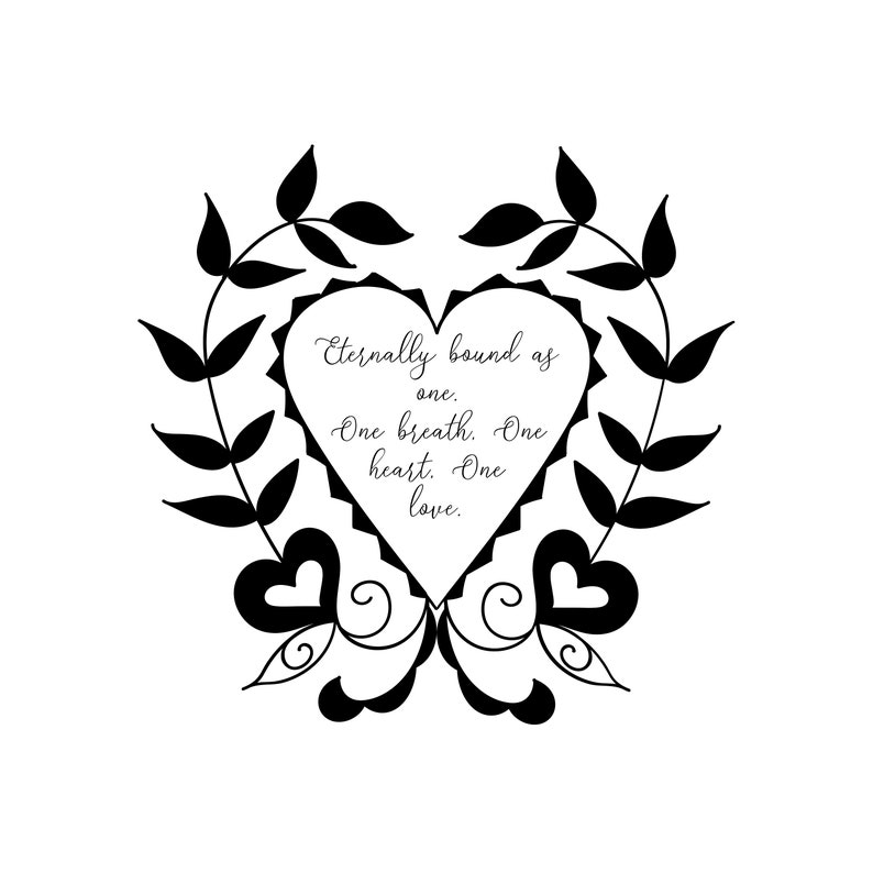 Download Wedding quote with heart image svg heart with floral vine ...