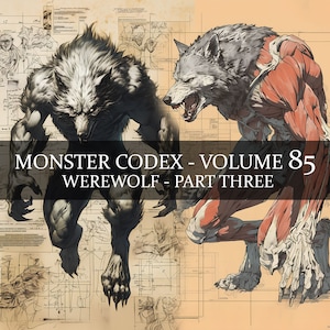 37 pages Monster Codex Volume 85, Monster Bestiaire Vol 85, 37 JPG Bestiaire de loup-garou Fantasy Codex, accessoire de GN du Grimoire Junk Journal de loup-garou 3