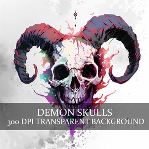 20 Demon Skull Clipart png, Devil Skulls Clipart, Demonische Schedel illustratie, occulte clipart, Skull Clipart, Fantasy Skull PNG