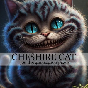 Cheshire Cat Digital Art / Wall Art / Téléchargement numérique / Cheshire Cat Print / Téléchargement instantané / 300 Dpi / JPG, PNG