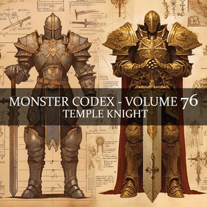 18 pagine Monster Codex Volume 76, Monster Bestiary Vol 76, 18 JPG Temple Knight Bestiary Fantasy Codex, Holy Knight Grimoire Junk Journal LARP