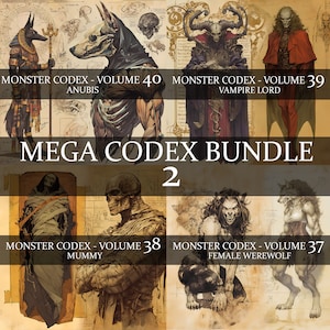 Códice de monstruos completo, volúmenes 21 a 40, paquete de megacódice completo, libro de recortes de accesorios LARP de Sukeroton Monster Bestiary Fantasy Codex 2.ª edición