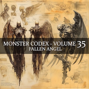 18 pages Monster Codex Volume 35, Monster Bestiaire Vol 35, 18 JPG Fallen Angel Bestiaire Fantasy Codex, Clipart Dark Angel, Grimoire d'ange