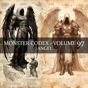 14 pages Monster Codex Volume 97, Monster Bestiaire Vol 97, 14 JPG Fallen Angel Bestiaire Fantasy Codex, Clipart Dark Angel, Grimoire d'ange