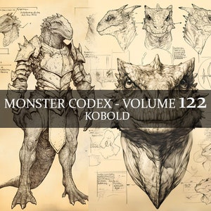 8 páginas Monster Codex Volumen 122, Monster Bestiary Vol 122, 8 JPG Kobold Bestiary Fantasy Codex, Kobold Grimoire Junk Journal LARP prop