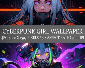 Cyberpunk Anime Girl by Toon Lord Anime Aesthetic Wall Art 