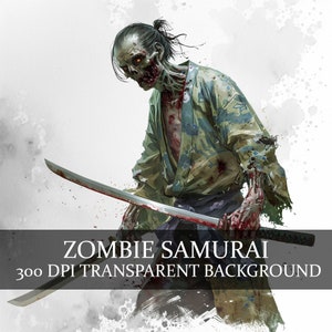 14 Zombie Samurai Png, Undead Ronin Png, Fantasy Japan Png, Skeleton Warrior Japan, Warrior Clipart, Oni Samurai, Genma aquarel Samurai,