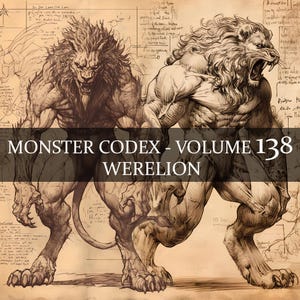 7 Seite Monster Codex Band 138,Monster Bestiary Vol 138, 7 JPG Männlicher Werelion Bestiary Fantasy Codex,Skin Wechsler Grimoire Junk Journal LARP
