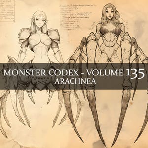 Códice de Monstruos de 9 páginas Volumen 135, Bestiario de Monstruos Vol. 135, 9 JPG Arachnea Bestiario Códice de Fantasía, Jorogumo Demon Spider Grimoire LARP prop