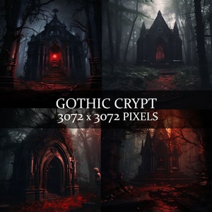 28 imágenes prediseñadas de cripta gótica, imágenes de paisaje de cementerio de bosque abandonado, paquete de arte de cementerio de terror de tumbas estéticas oscuras