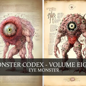 12 Seite Monster Codex Volume Eight, Monster Bestiary Vol 8, 12 JPG Auge Monster Bestiary Fantasy Codex, Cryptid Enzyklopädie Seiten
