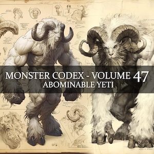 19 Página Monster Codex Volumen 47, Monster Bestiary Vol 46, 19 JPG Yeti Bestiary Fantasy Codex, Monster Yeti Grimoire Junk Journal LARP prop