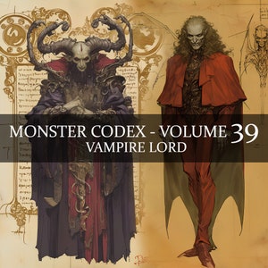19 Página Monster Codex Volumen 39, Vampire Monster Bestiary Vol 39, 19 JPG Vampire Lord Bestiary Fantasy Codex, Ancient Vampire JPG Scrapbook