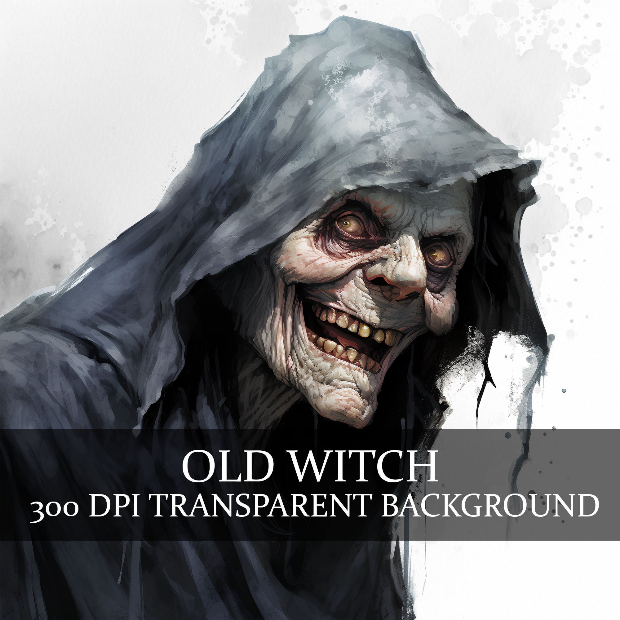 Horror Halloween Clipart  Creepy Old Witch Face PNG