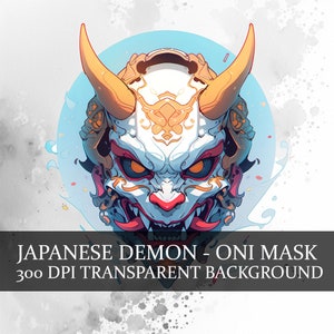 13 Japanese Demon Mask Clipart, Anime Oni Mask png, Oni head clipart bundel, Hanya mask png, Tengu Mask clipart, Ninja mask, Kabuto Mask art