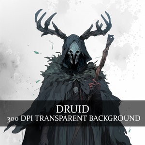 27 Forest Druid Clipart, Dark Fantasy Druid PNG Bundle, DnD Fantasy RPG Clipart