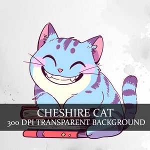 17 Cheshire Cat sur Books Clipart, Téléchargements numériques, Cheshire Cat Books Png Bundle