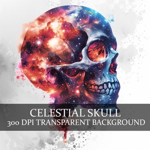 Paquete de 17 imágenes prediseñadas de calaveras celestiales, calavera cósmica PNG, esqueleto de galaxia, calavera espacial, imágenes prediseñadas de esqueleto espacial, esqueleto celestial PNG