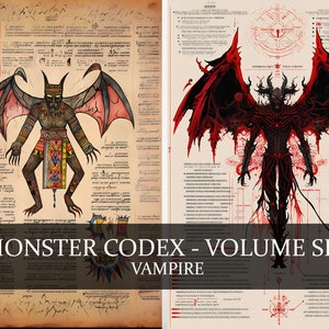 17 pagina's Monster Codex Volume Six, Vampire Monster Bestiary Vol 3, 17 JPG Ancient Vampire Bestiary Fantasy Codex, Vampire PNG