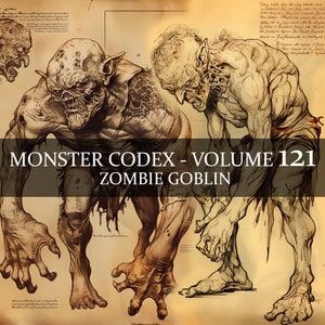 9 Página Monster Codex Volumen 121, Monster Bestiary Vol 121, 9 JPG Zombie Goblin Bestiary Fantasy Codex, Goblin Grimoire Junk Journal LARP