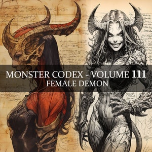 63 pagina Monster Codex Volume 111, Monster Bestiarium Vol 111, 63 JPG Vrouwelijke Demon Bestiarium Fantasy Codex, Demon Girl Demon Grimoire LARP prop