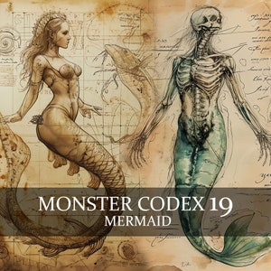 Codice dei mostri di 18 pagine Volume 19, Bestiario dei mostri Vol 19, 18 JPG Codice del bestiario della sirena Fantasy