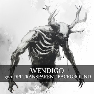 16 Wendigo Clipart PNG Bundle, Arte della creatura criptica, Collezione di bestie mitiche