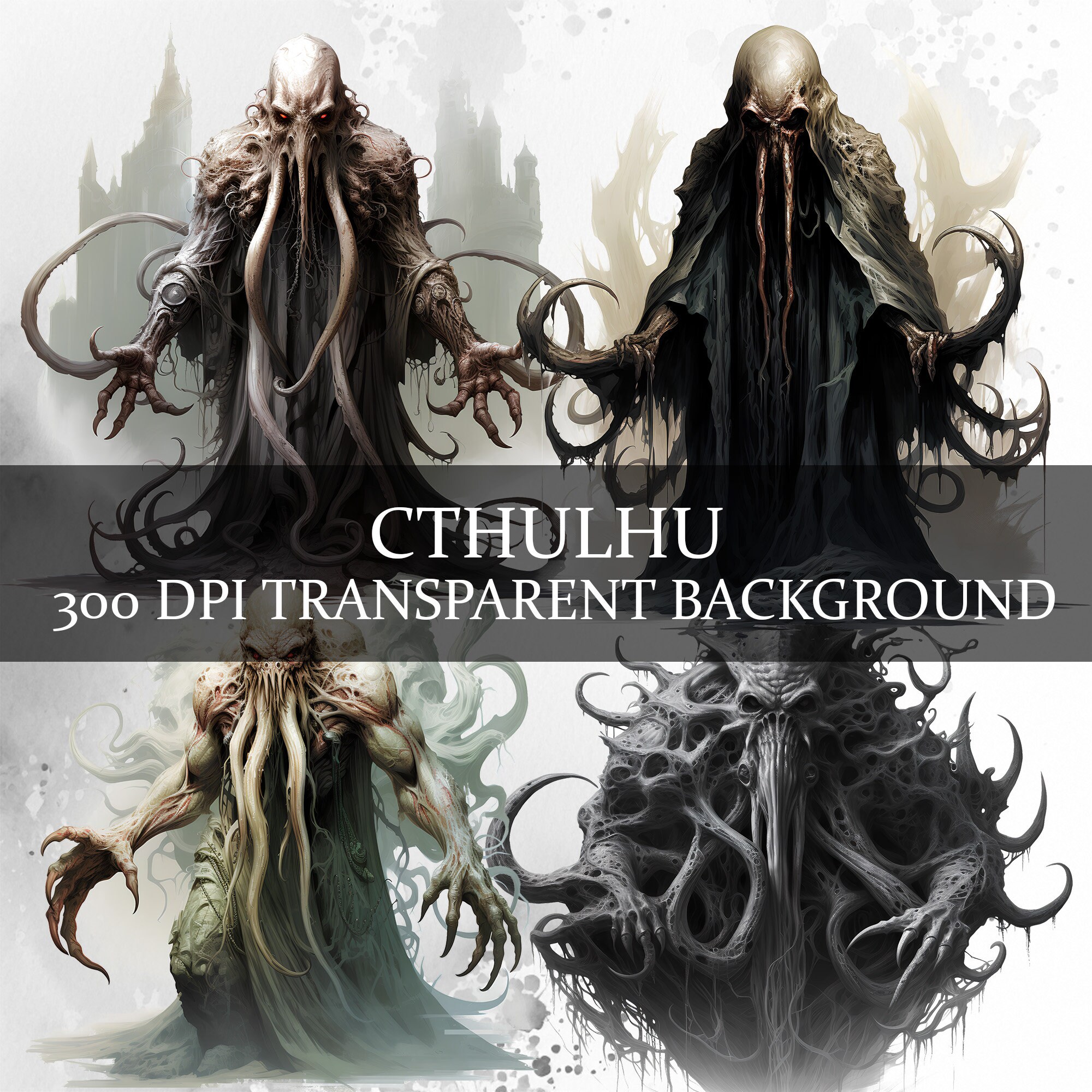 15 Cthulhu Clipart Transparent PNG Bundle Lovecraft Clipart - Etsy