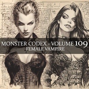 50 pagine Monster Codex Volume 109, Monster Bestiary Vol 109, 50 JPG Female Vampire Bestiary Fantasy Codex, Bellissimo Vampire Grimoire LARP