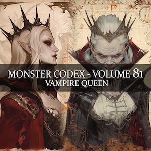 34 Página Monster Codex Volumen 81, Monster Bestiary Vol 81, 34 JPG Reina Vampiro Bestiario Fantasía Codex Junk Journal Vampire Lady LARP Prop