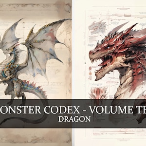 16 pages Monster Codex Volume Dix, Monster Bestiaire Vol 10, 16 JPG Dragon Bestiaire Fantasy Codex, Dragon Monster Clipart