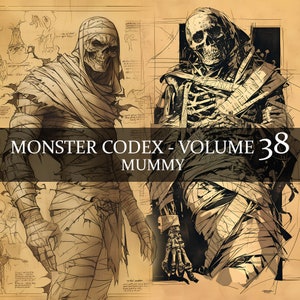 23 Seite Monster Codex Band 38, Monster Bestiary Vol 38, 23 JPG Mumie Bestiary Fantasy Codex, Cursed Mummy Grimoire Ägyptische Mumie Grimoire