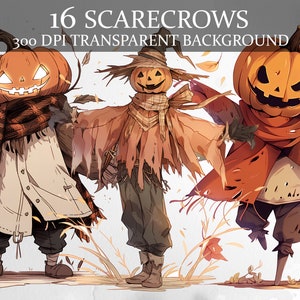 16 Scarecrow clipart, Halloween clipart, Halloween png, Scary clipart Spooky Illustration, Autumn clipart, Fall