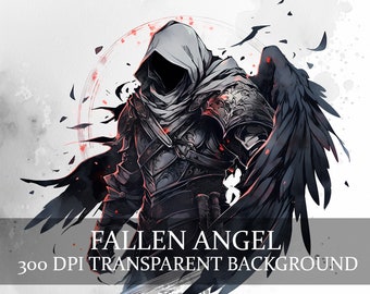20 Fallen Angel Clipart png, Dark Angel Clipart, Armored Angel illustration, Biblical clipart, Angel Clipart, Fantasy Angelic Warrior PNG