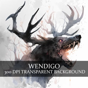 21 Wendigo Clipart PNG Bundle, Arte della creatura criptica, Collezione di bestie mitiche