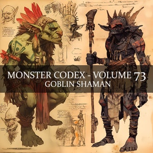 14 Página Monster Codex Volumen 66, Monster Bestiary Vol 66, 14 JPG Goblin Shaman Bestiary Fantasy Codex,Goblin Grimoire Junk Journal LARP prop