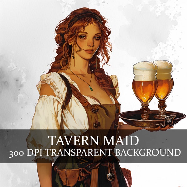 17 Tavern Maid Clipart, Tavern Maid PNG, Bar girl Bundle, Fantasy Bargirl, Human Barmaid, Fantasy Waitress Clipart, Human Tavern Maid Bundle