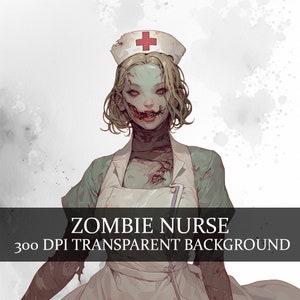 28 aquarel zombie verpleegster clipart bundel horror halloween zombie apocalyps kunst, mooie ondoden verpleegkundige clipart png bundel, zombie meisje
