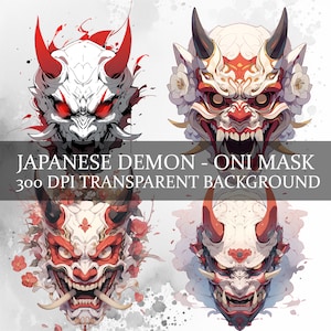 13 japanische Dämonen Maske Clipart, Anime Oni Maske png, Oni Kopf Clipart Bundle, Hanya Maske png, Tengu Maske Clipart, Ninja Maske, Kabuto Maskenkunst