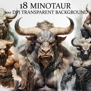 Aquarell Minotaurus Clipart, druckbare mythologische Stier Png, griechische Mythologie, Monster Clipart