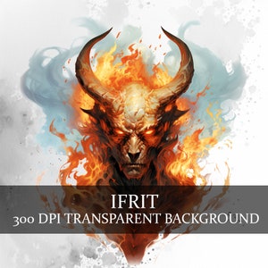 20 Ifrit Clipart PNG Bundle, Feuer Dämon, Feuer Elementar, Feuer Geist, Feuer Monster Clipart Bundle