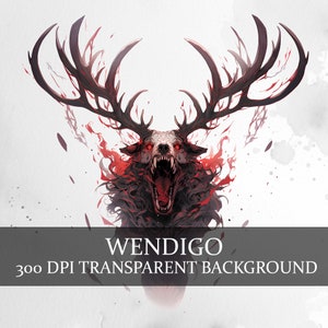 19 Wendigo Clipart PNG Bundle, Arte della creatura criptica, Collezione di bestie mitiche