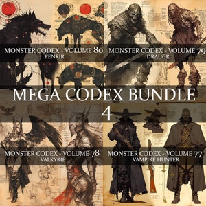 Complete Monster Codex Volume 61 a 80, Complete Mega Codex Bundle, Sukeroton Monster Bestiary Fantasy Codex 3a edizione LARP Prop Scrapbook
