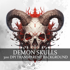 24 Demon Skull Clipart png, Devil Skulls Clipart, Ilustración de cráneo demoníaco, clipart oculto, Skull Clipart, Fantasy Skull PNG