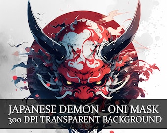 19 Japanese Demon Mask Clipart, Anime Oni Mask png, Oni head clipart bundle, Hanya mask png, Tengu Mask clipart, Ninja mask, Kabuto Mask art