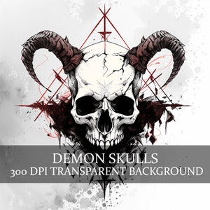 21 Demon Skull Clipart png, Devil Skulls Clipart, Ilustración de cráneo demoníaco, clipart oculto, Skull Clipart, Fantasy Skull PNG