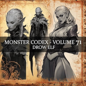 23 Seiten Monster Codex Band 71, Monster Bestiary Vol 71, 23 JPG Weibliche Drow Elfe Bestiary Fantasy Codex, Drow Elfe Grimoire Junk Journal LARP
