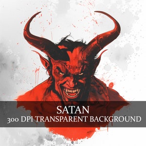 22 Satan Clipart, Lucyfer Clipart PNG, Morningstar PNG, Diabeł, Infernal Demon Clipart Bundle, Mały róg, Najbardziej nieczysty, Samael