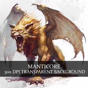 16 Manticore Clipart PNG Bundle, Créature mythologique grecque, Art monstre grec, Harpie, Manacora, Mantichora Monster Clipart , Harpie Clipart
