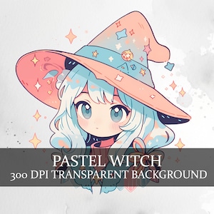 20 Pastel Witch Clipart PNG, Cute Witch Clipart Bundle, Pastel Halloween PNG Bundle